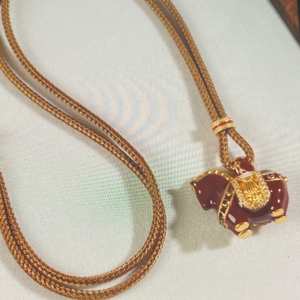 Elegant Gold and Brown Horse Pendant Necklace - Picture 2 of 4